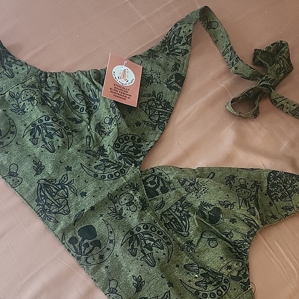 New Green Handmade Mushroom Bralette